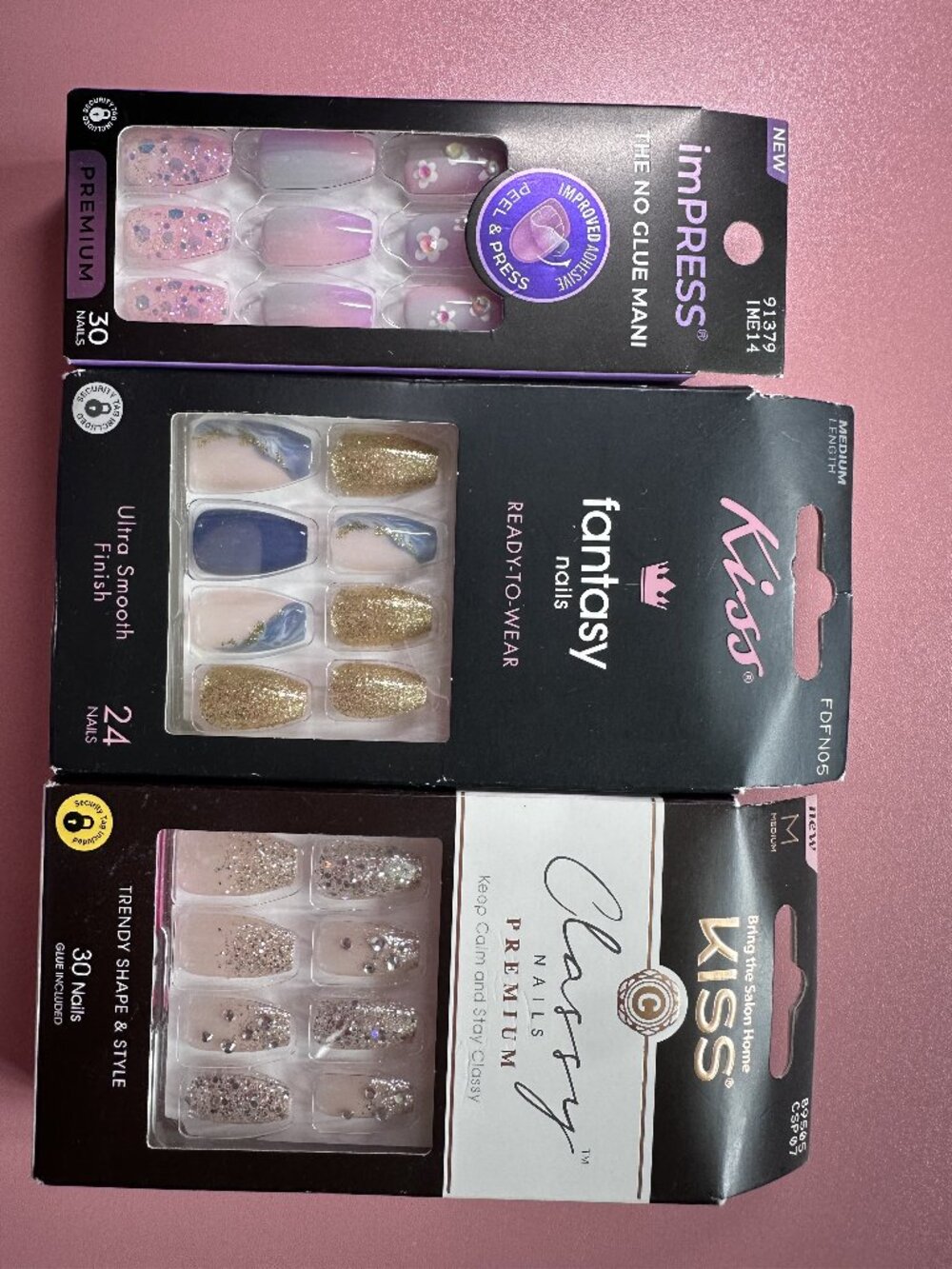 Coffin Press-On Nails Bundle – 3 Sets – KISS & imPRESS – Medium Length